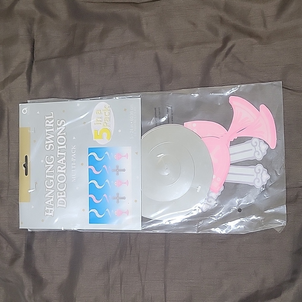 ✨️New Christening Baptism Religious Church Event 5 Pk Hanging Swirl Decorations